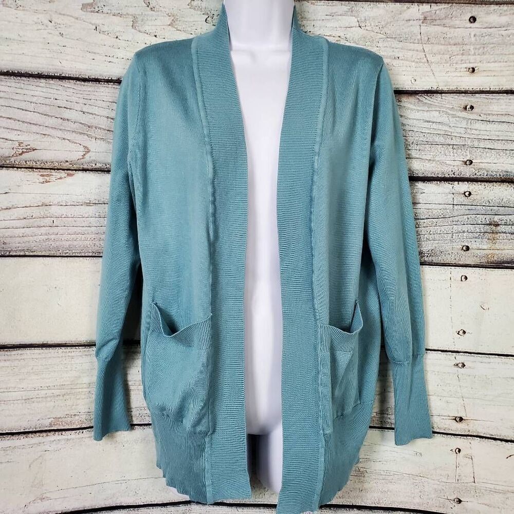 MEROKEETY Women’s Light Blue Open Front Cardigan Sweater Medium